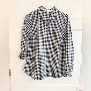 Old Navy Navy and White Checkered Gingham Button Down Lightweight Shirt, M